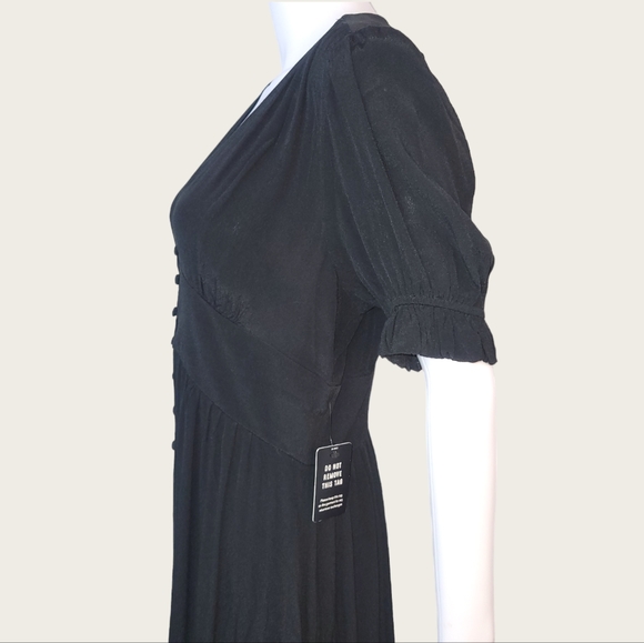 Express Button Down Short Sleeve Maxi Dress Black Size Small - Picture 9 of 10